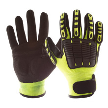 high quality anti cut level 5 heavy duty nitrile sandy coated TPR vibration resistant / anti impact glove